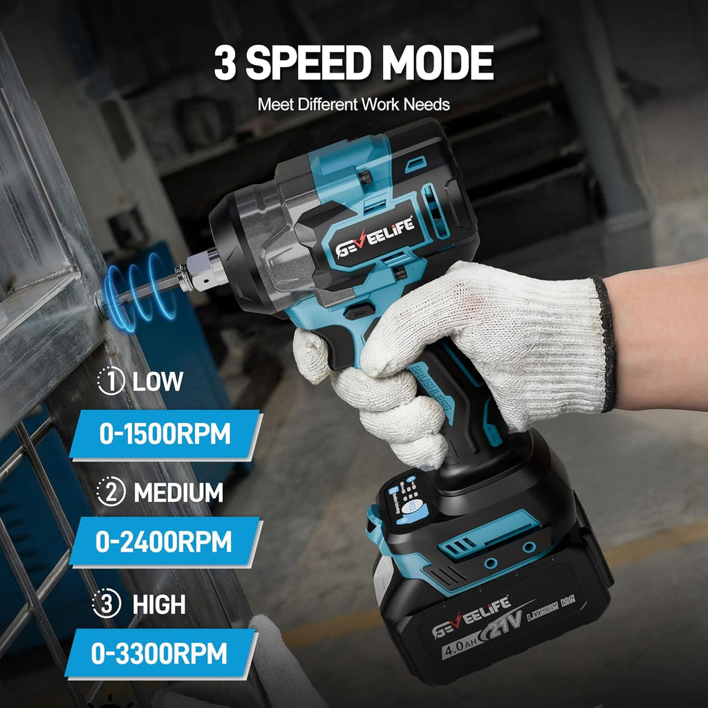 Cordless Impact Wrench 1/2" | Brushless 650N.m with 2 Batteries & Socket Set MY MODERN MART
