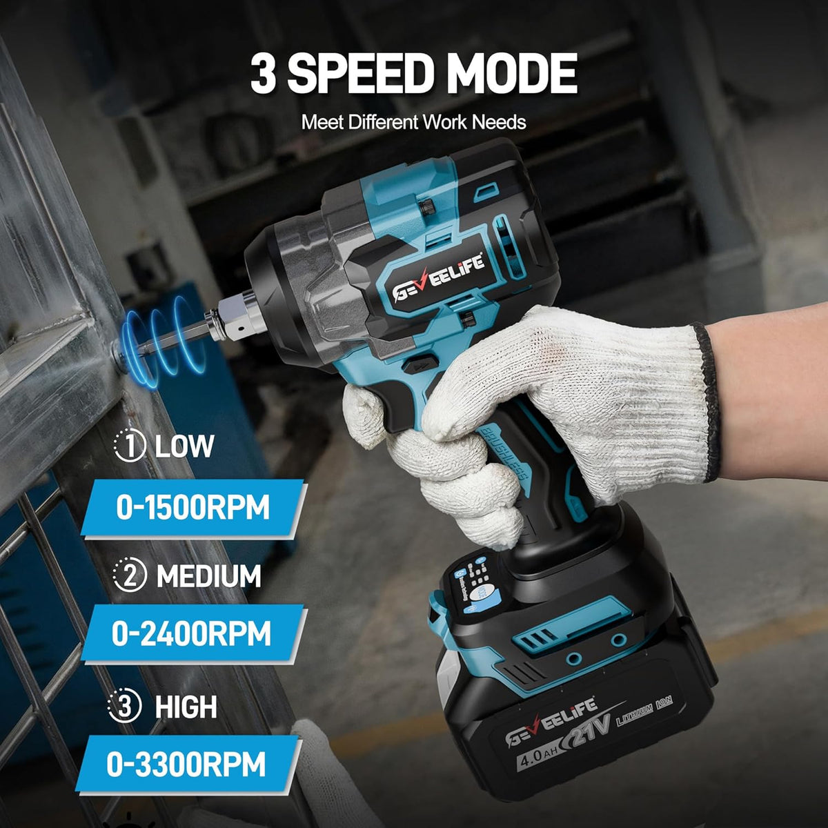 Cordless Impact Wrench 1/2" | Brushless 650N.m with 2 Batteries & Socket Set MY MODERN MART