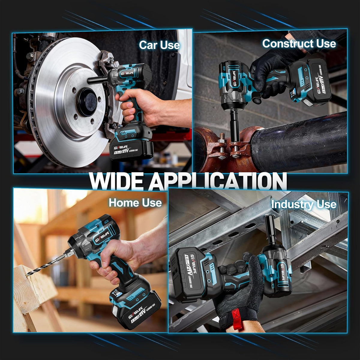 Cordless Impact Wrench 1/2" | Brushless 650N.m with 2 Batteries & Socket Set MY MODERN MART