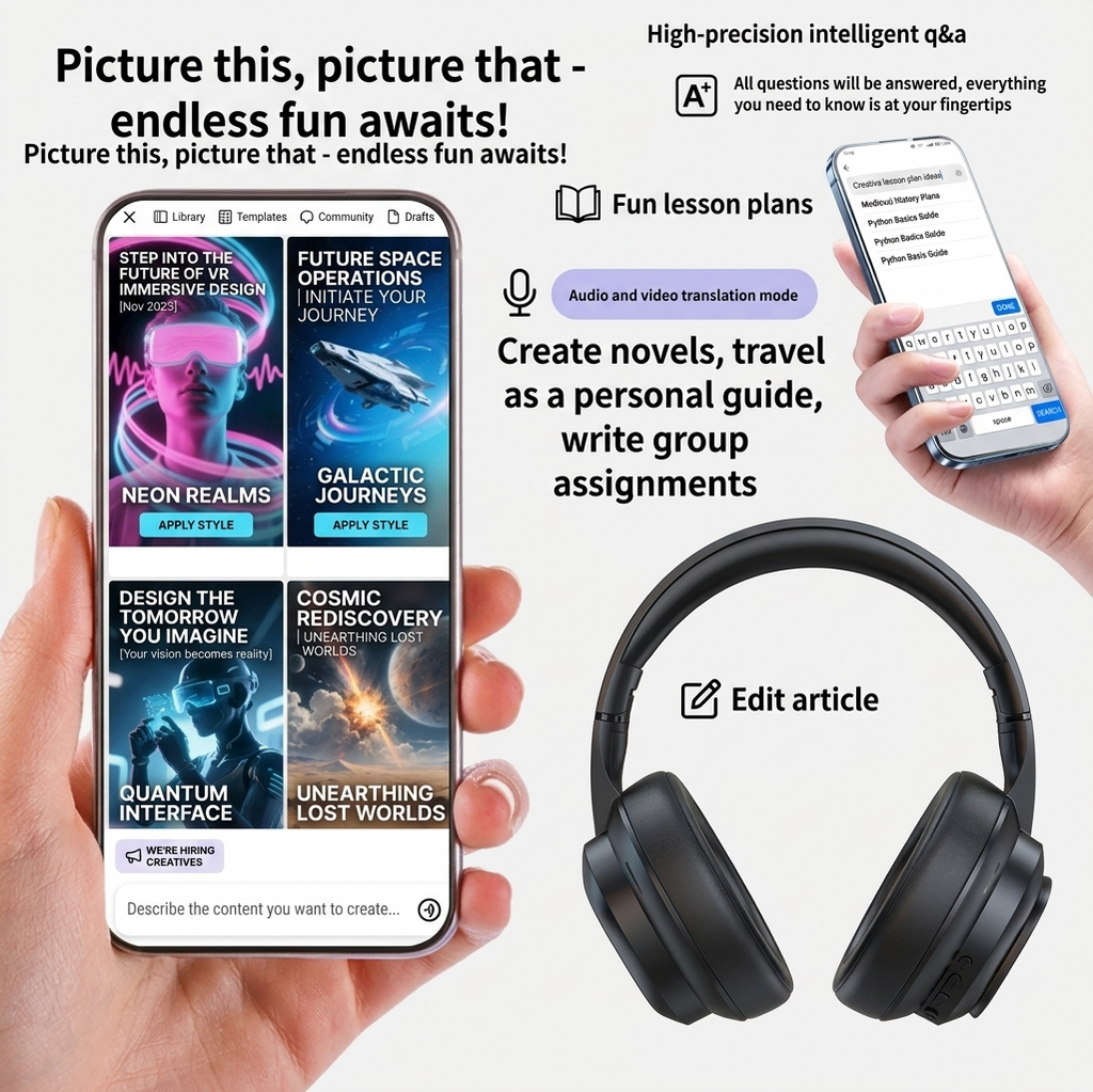 Wireless Bluetooth 6.0 Headphones with AI Translation – 100+ Languages, LED Screen
