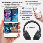 Wireless Bluetooth 6.0 Headphones with AI Translation – 100+ Languages, LED Screen