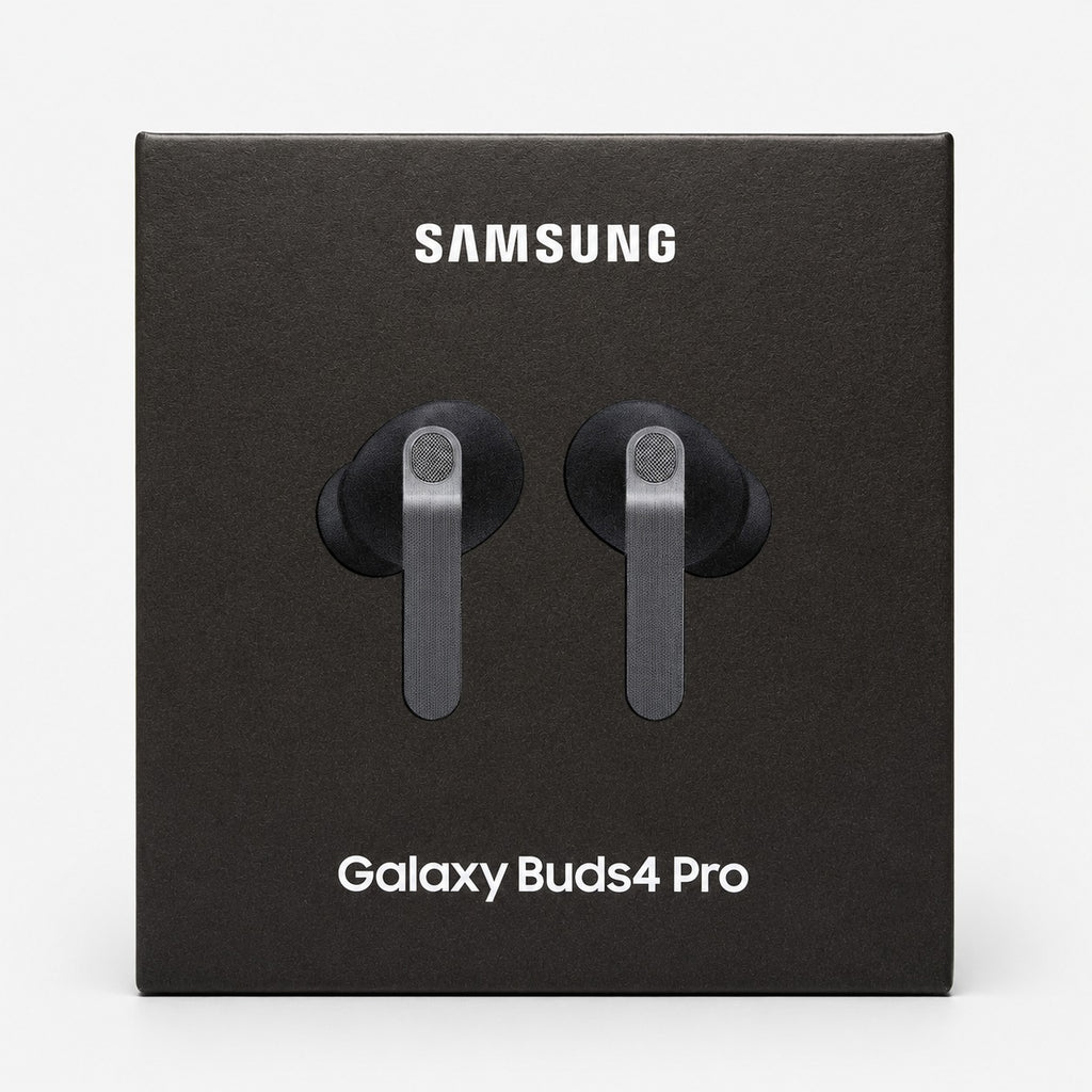 Samsung Galaxy Buds4 Pro wireless Bluetooth earbuds in black retail box