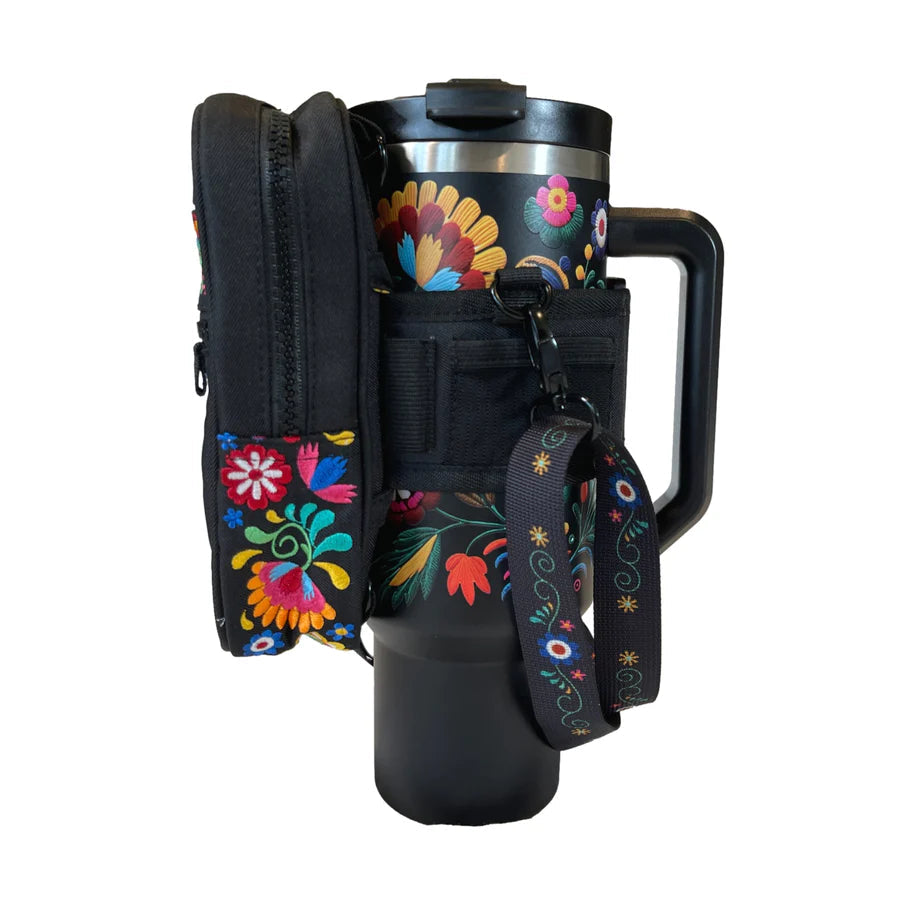 Mexican Embroidery 40oz Insulated Tumbler with Straw MY MODERN MART