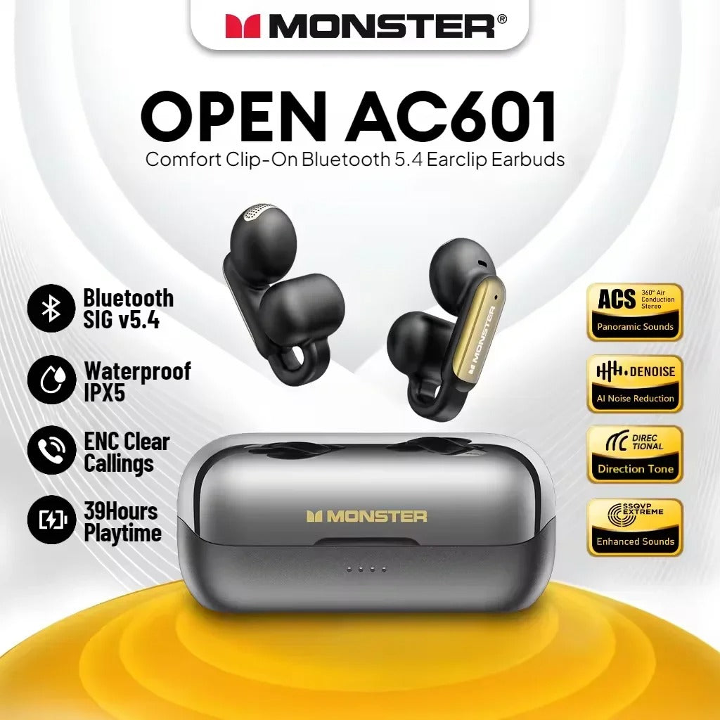 Monster Open AC601 Open-Ear Wireless Earbuds – Bluetooth 5.4, 39H Battery MY MODERN MART