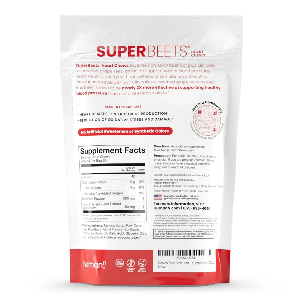 Humann SuperBeets Heart Chews: Beet Root Powder Support Energy Supplement,60pcs MY MODERN MART